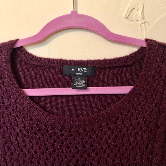 Verve Acrylic Purple open knit sweater, Large - Picture 3 of 7
